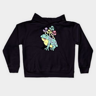 Frog and mushrooms skull Kids Hoodie